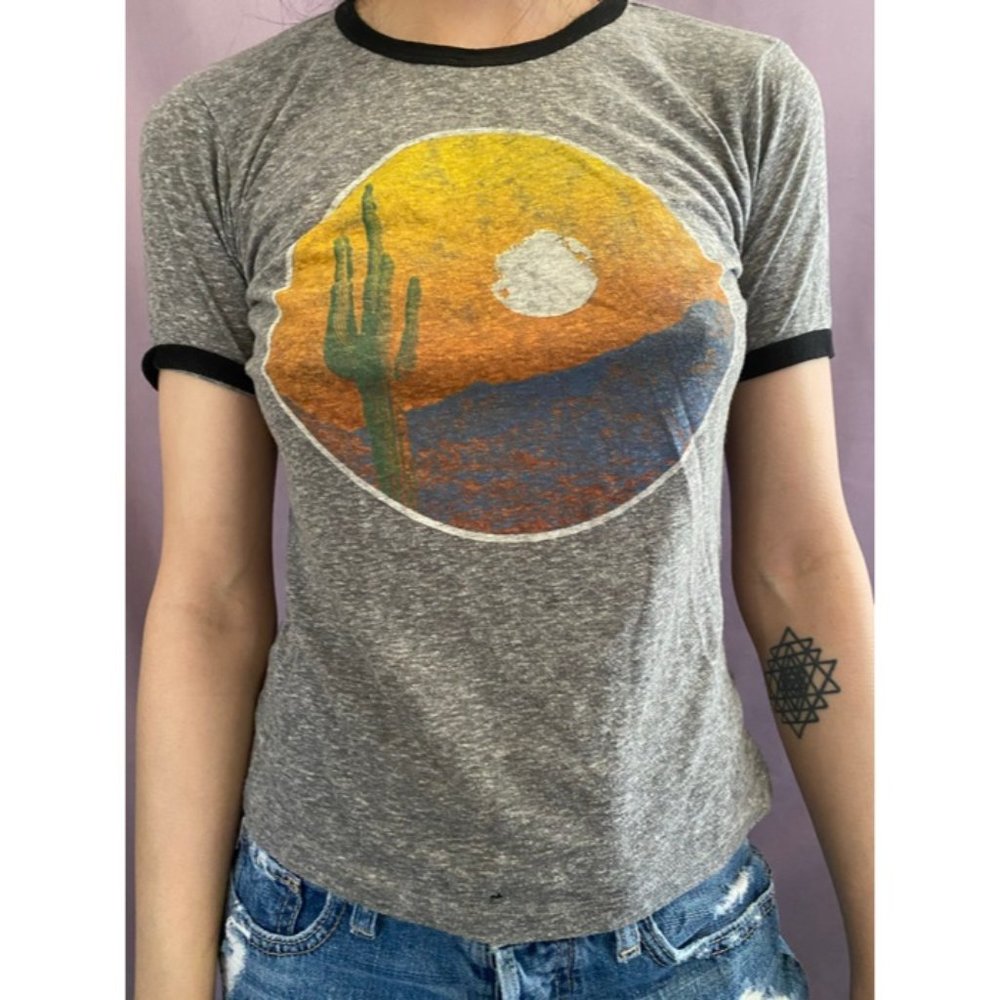 Urban outfitters Desert cactus and sunset T-shirt